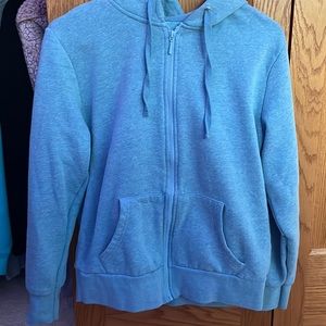 light blue zip up